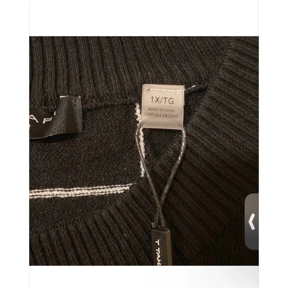 T Tahari Black and White Grid Sweater Women’s Size 1x - Picture 4 of 10